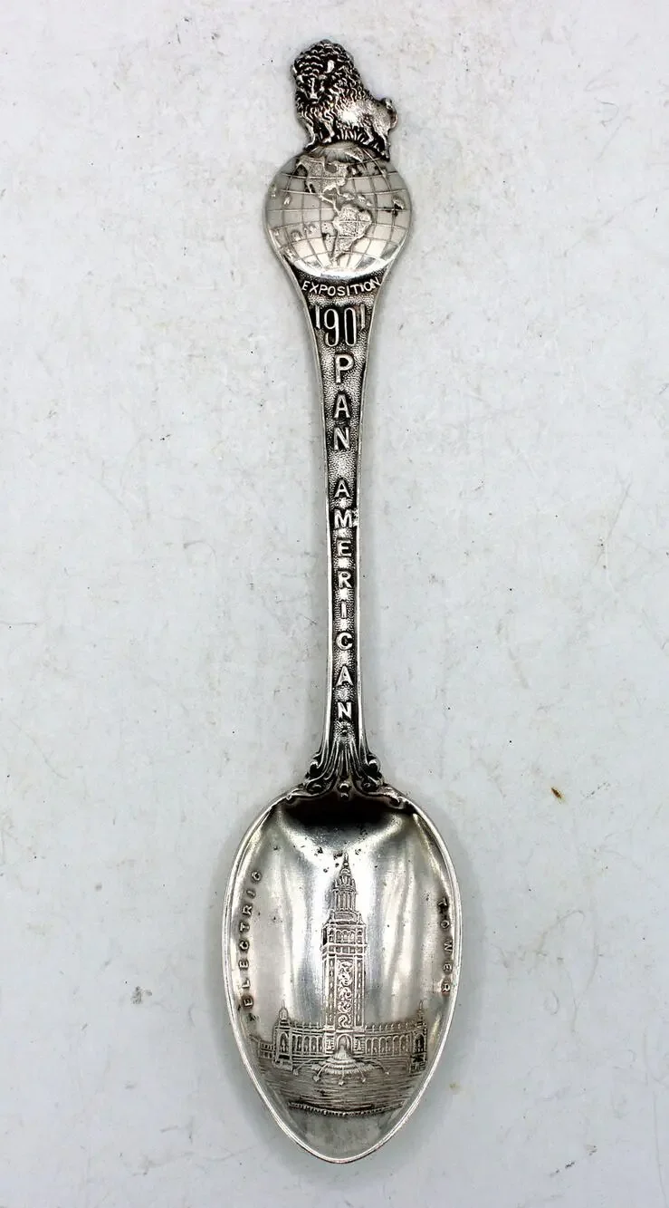 Official 1901 Pan-American Exposition Electric Tour Silverplate Souvenir Spoon